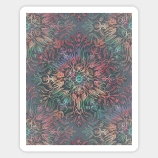 Winter Sunset Mandala in Charcoal, Mint and Melon Magnet